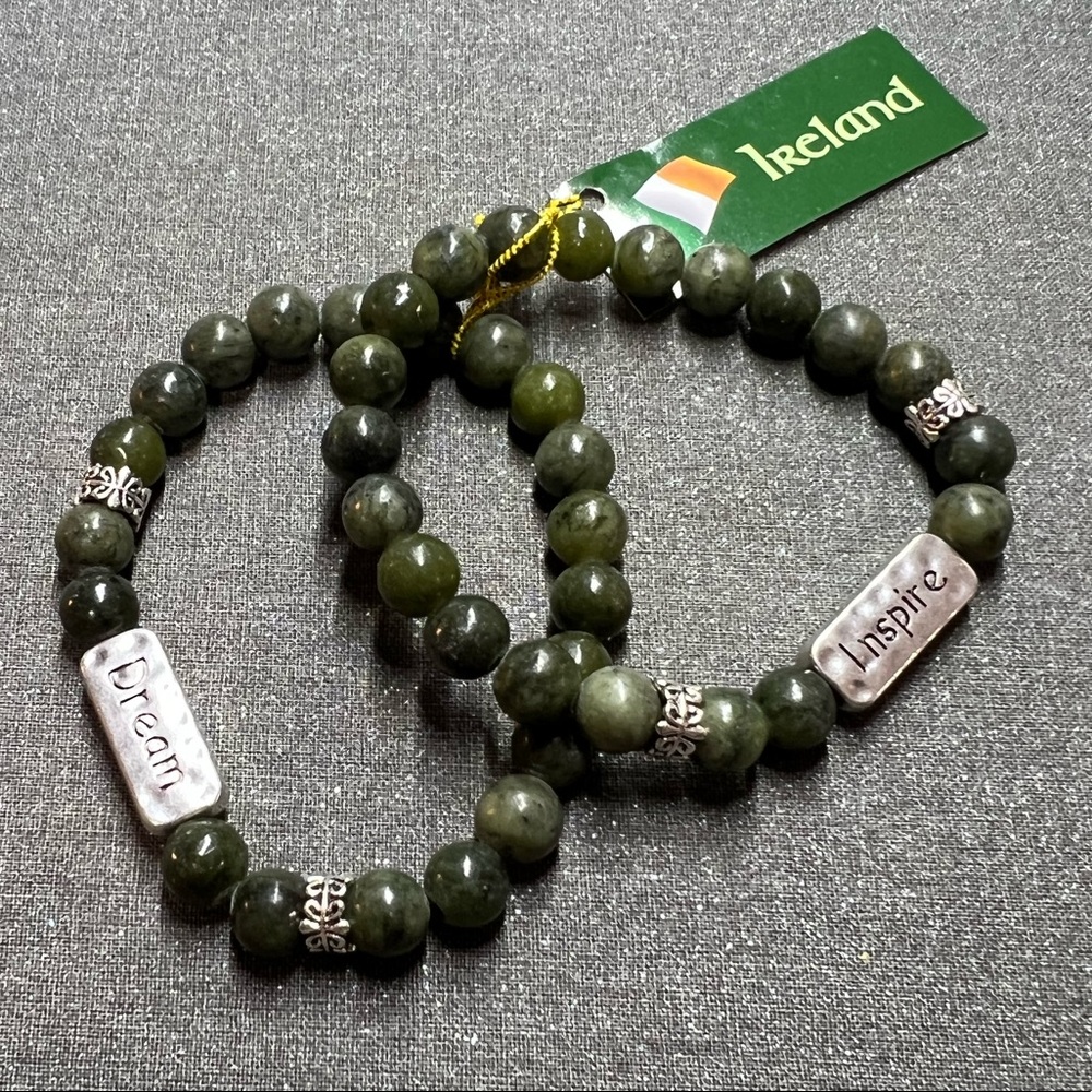 Artisan Collection of Ireland Set of 2 Silver Tone Marble Stretch Bracelets